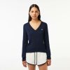 Pullovers | LACOSTE Pull Col V En Double Face De Coton