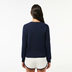 Pullovers | LACOSTE Pull Col V En Double Face De Coton