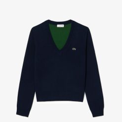 Pullovers | LACOSTE Pull Col V En Double Face De Coton