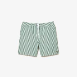 Maillots De Bain | LACOSTE Short De Bain Raye Leger Avec Boxer Integre