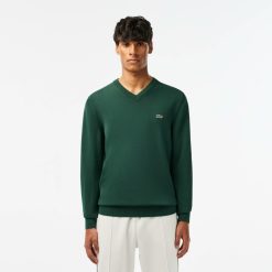 Pullovers | LACOSTE Pull A Col V En Coton Biologique Uni