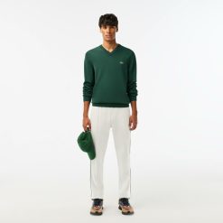 Pullovers | LACOSTE Pull A Col V En Coton Biologique Uni