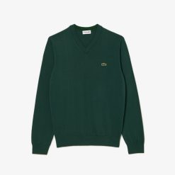 Pullovers | LACOSTE Pull A Col V En Coton Biologique Uni