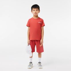 Vetements Fille | LACOSTE T-Shirt Imprime Contraste En Jersey De Coton