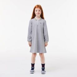 Vetements Fille | LACOSTE Robe Polo Avec Patte Zippee En Pique Bouclette