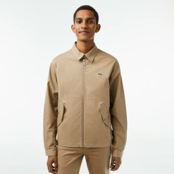 Manteaux & Vestes | LACOSTE Veste Zippee Courte Unie En Gabardine De Coton Bio