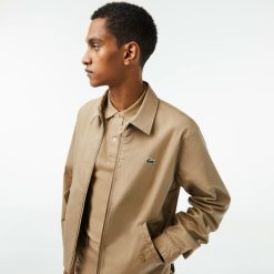 Manteaux & Vestes | LACOSTE Veste Zippee Courte Unie En Gabardine De Coton Bio