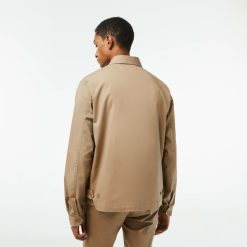 Manteaux & Vestes | LACOSTE Veste Zippee Courte Unie En Gabardine De Coton Bio