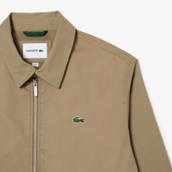 Manteaux & Vestes | LACOSTE Veste Zippee Courte Unie En Gabardine De Coton Bio