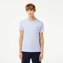 T-Shirts | LACOSTE T-Shirt Col V En Jersey De Coton Pima Uni