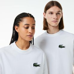 T-Shirts | LACOSTE T-Shirt Unie Loose Fit Avec Grand Crocodile Coton Epais