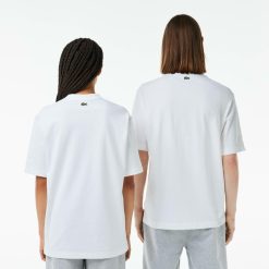 T-Shirts | LACOSTE T-Shirt Unie Loose Fit Avec Grand Crocodile Coton Epais