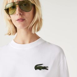 T-Shirts | LACOSTE T-Shirt Unie Loose Fit Avec Grand Crocodile Coton Epais