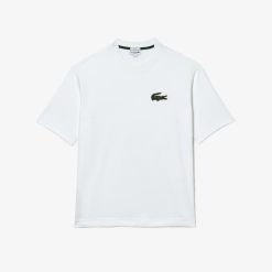 T-Shirts | LACOSTE T-Shirt Unie Loose Fit Avec Grand Crocodile Coton Epais