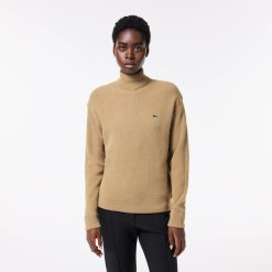 Pullovers | LACOSTE Pull Lacoste Femme Col Montant En Laine