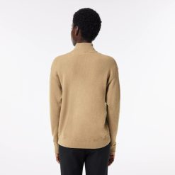 Pullovers | LACOSTE Pull Lacoste Femme Col Montant En Laine