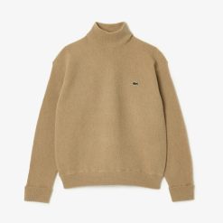 Pullovers | LACOSTE Pull Lacoste Femme Col Montant En Laine