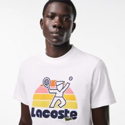 T-Shirts | LACOSTE T-Shirt Effet Delave Avec Imprime Tennis