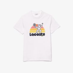 T-Shirts | LACOSTE T-Shirt Effet Delave Avec Imprime Tennis