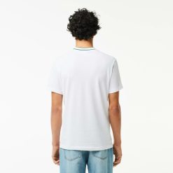 T-Shirts | LACOSTE T-Shirt En Pique Stretch A Col Raye