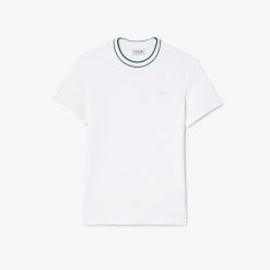 T-Shirts | LACOSTE T-Shirt En Pique Stretch A Col Raye