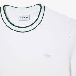 T-Shirts | LACOSTE T-Shirt En Pique Stretch A Col Raye