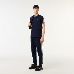 T-Shirts | LACOSTE T-Shirt Homme Lacoste Regular Fit Avec Bandes Siglees Contrastees