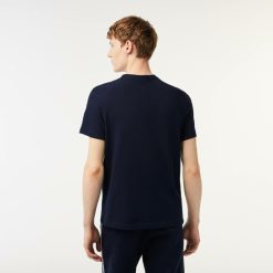 T-Shirts | LACOSTE T-Shirt Homme Lacoste Regular Fit Avec Bandes Siglees Contrastees