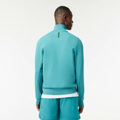 Sweatshirts | LACOSTE Sweatshirt Jogger Zippe Uni A Col Montant En Coton Melange