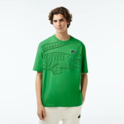 T-Shirts | LACOSTE T-Shirt Col Rond Homme Lacoste Loose Fit Imprime Crocodile