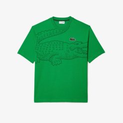 T-Shirts | LACOSTE T-Shirt Col Rond Homme Lacoste Loose Fit Imprime Crocodile