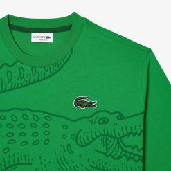 T-Shirts | LACOSTE T-Shirt Col Rond Homme Lacoste Loose Fit Imprime Crocodile