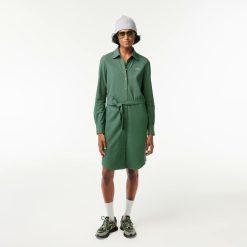 Robes & Jupes | LACOSTE Robe Polo Femme Lacoste Avec Taille Ajustable En Pique De Coton