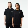 T-Shirts | LACOSTE T-Shirt Unie Loose Fit Avec Grand Crocodile Coton Epais