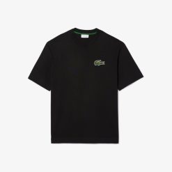 T-Shirts | LACOSTE T-Shirt Unie Loose Fit Avec Grand Crocodile Coton Epais