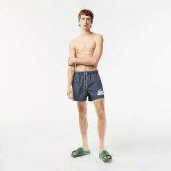 Maillots De Bain | LACOSTE Short De Bain Homme Lacoste A Carreaux En Polyester Recycle