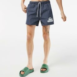 Maillots De Bain | LACOSTE Short De Bain Homme Lacoste A Carreaux En Polyester Recycle