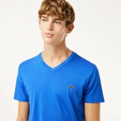 T-Shirts | LACOSTE T-Shirt Col V En Jersey De Coton Pima Uni