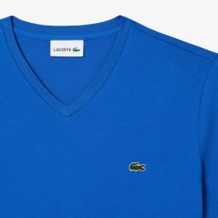 T-Shirts | LACOSTE T-Shirt Col V En Jersey De Coton Pima Uni