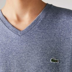 T-Shirts | LACOSTE T-Shirt Col V En Jersey De Coton Pima Uni