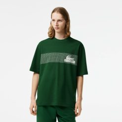 T-Shirts | LACOSTE T-Shirt Homme Lacoste Oversize Fit Imprime Inspiration Tennis