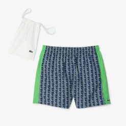 Maillots De Bain | LACOSTE Short De Bain Mi-Long Imprime Monogramme