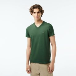 T-Shirts | LACOSTE T-Shirt Col V En Jersey De Coton Pima Uni