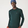 Pullovers | LACOSTE Pull A Col Rond En Laine Merinos Unie