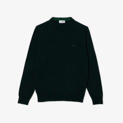 Pullovers | LACOSTE Pull A Col Rond En Laine Merinos Unie