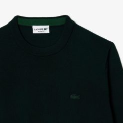 Pullovers | LACOSTE Pull A Col Rond En Laine Merinos Unie