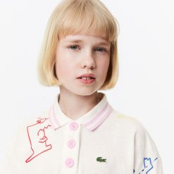 Vetements Fille | LACOSTE Robe En Mini Pique Imprime Crocodile En Coton