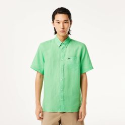 Chemises | LACOSTE Chemise A Manches Courtes Homme Lacoste En Lin