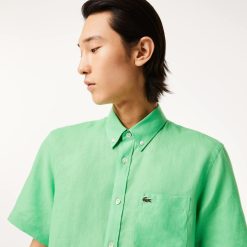 Chemises | LACOSTE Chemise A Manches Courtes Homme Lacoste En Lin