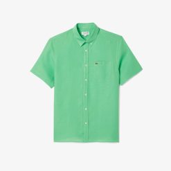 Chemises | LACOSTE Chemise A Manches Courtes Homme Lacoste En Lin